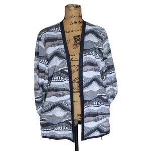 Vintage Graff Californiawear Open Front Cardigan Sweater Pockets Women’s L